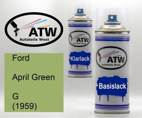 Ford, April Green, G (1959): 400ml Sprühdose + 400ml Klarlack - Set, von ATW Autoteile West.